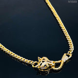 Panther Cubic Zirconia 18K Gold Anti Tarnish Curb Chain Necklace for Women