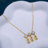 Clover Baguette 18K Gold Stainless Steel Necklace Chain for Women