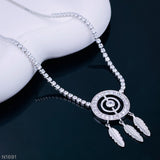 Dream Catcher Cubic Zirconia Silver Adjustable Necklace for Women