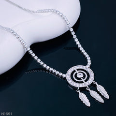 Dream Catcher Cubic Zirconia Silver Adjustable Necklace for Women
