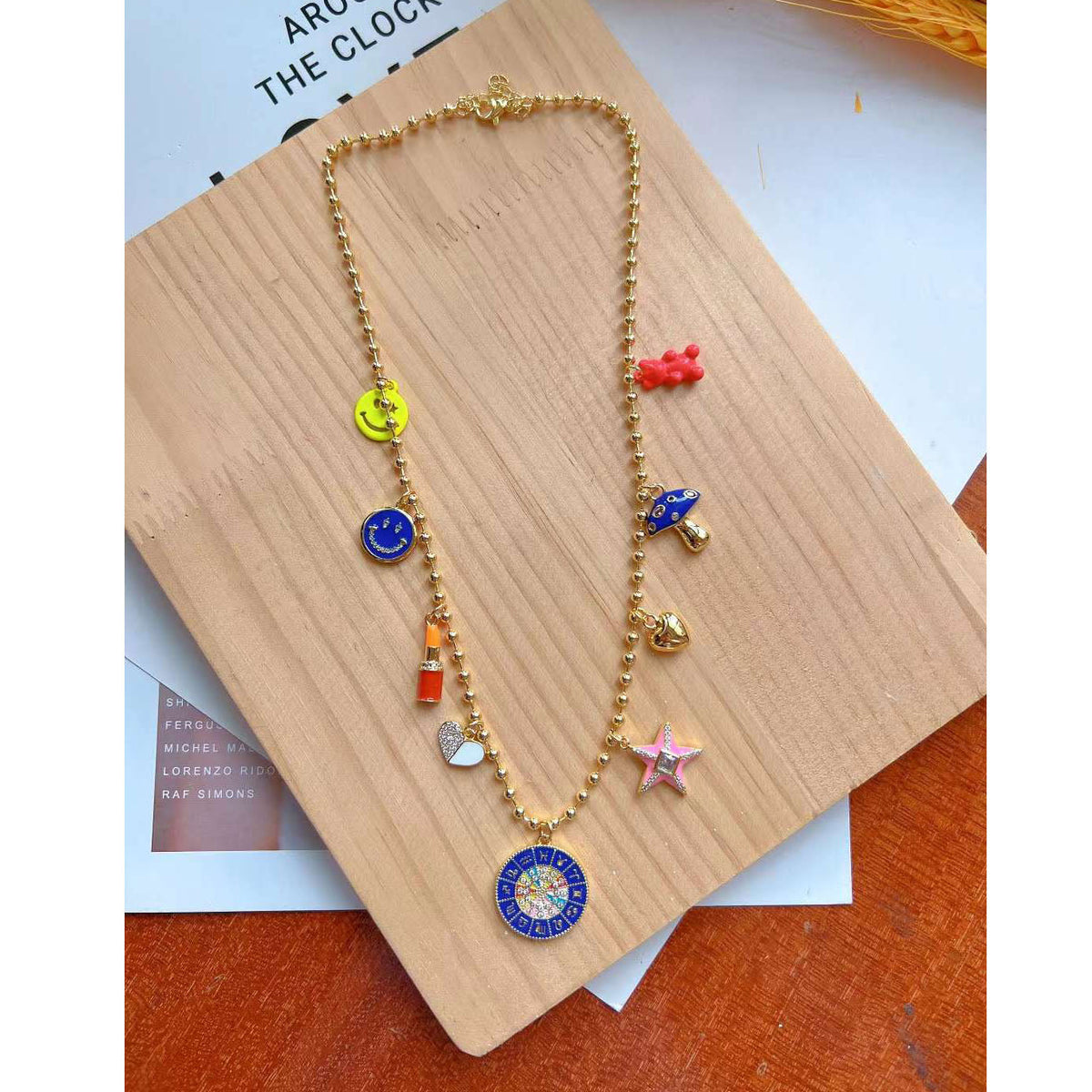 Evil Eye Colorful Charms 18K Gold Beads Necklace for Women