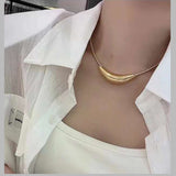 Glossy 18K Gold Anti Tarnish Stainless Steel Magnetic Clasp Choker Necklace For Women