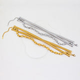 Triple Layer Geometric Snake Chain 18K Gold Anti Tarnish Necklace for Women