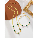 Three Emerald Green Snake 18K Gold Anti Tarnish Stainless Steel Necklace for Women
