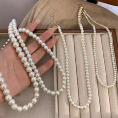 Fresh Water 6mm Pearl Strand 18K Gold Anti Tarnish Necklace for Women