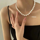 Fresh Water 6mm Pearl Strand 18K Gold Anti Tarnish Necklace for Women