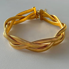 Cobra Snake Anti Tarnish 18K Gold Stainless Steel Braided Twisted Necklace for Women