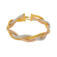 Cobra Snake Anti Tarnish 18K Gold Stainless Steel Braided Twisted Necklace for Women