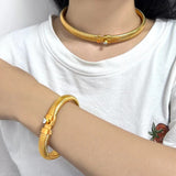 Snake Cobra Lock Cubic Zirconia 18K Gold Anti Tarnish Choker Necklace for Women