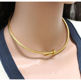 Glosssy Gold Celebrity Fame Stainless Steel Anti Tarnish Nail Openable Hasli Choker Necklace for Women