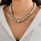 Glossy Beads Balls Pearl White 18K Gold Anti Tarnish Necklace For Women