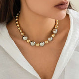 Glossy Beads Balls 18K Gold Silver Anti Tarnish Necklace For Women