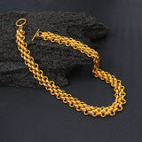 Triple Layer 18K Gold Anti Tarnish Stainless Steel Toggle Clasp Necklace Chain for Men & Women