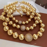 Glossy Balls 18K Gold Anti Tarnish Cubic Zirconia Necklace For Women