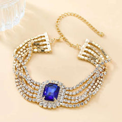 Ruby Pink 18K Gold Anti Tarnish Cubic Zirconia Crystal Choker Necklace For Women