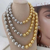 Glossy Balls Silver 18K Gold Anti Tarnish Necklace For Women