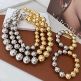 Glossy Balls Silver 18K Gold Anti Tarnish Necklace For Women
