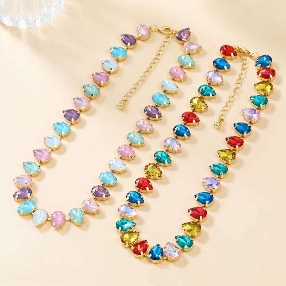 Crystal Multicolour 18K Gold Anti Tarnish Necklace For Women