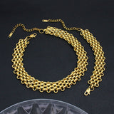 18K Gold Anti Tarnish Stainless Steel Choker Chain Necklace For Women