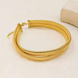 Dual Wrap Layer Snake Smooth 18K Gold Anti Tarnish Stainless Steel Choker Necklace For Women