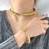 Snake American Diamond 18K Gold Anti Tarnish Stainless Steel Choker Necklace For Women