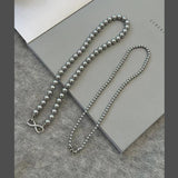 Silver Pearl Infinity Dual Strand Beaded Necklace Chain for Women