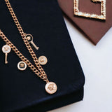 Medusa White Black 18K Rose Gold Anti Tarnish Stainless Steel Charm Necklace Curb Chain For Women
