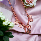 Clover Flower 18K Rose Gold Anti Tarnish Stainless Steel Charm Necklace Chain For Women