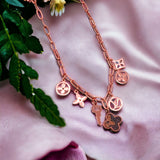 Clover Flower 18K Rose Gold Anti Tarnish Stainless Steel Charm Necklace Chain For Women