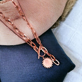 Queen Elizabeth Coin 1K Rose Gold Anti Tarnish Stainless Steel Necklace Layer Chain For Women