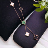 Multi Clover 18K Rose Gold Mother Of Pearl Anti Tarnish Stainless Steel Necklace Chain For Women
