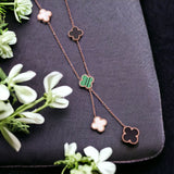 Multi Clover 18K Rose Gold Mother Of Pearl Anti Tarnish Stainless Steel Necklace Chain For Women