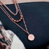 Queen Elizabeth Coin 18K Rose Gold Anti Tarnish Stainless Steel Necklace Layer Chain For Women