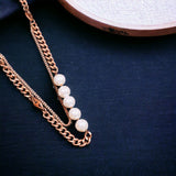 Curb White 18K Rose Gold Pearl Anti Tarnish Stainless Steel Necklace Layer Chain For Women