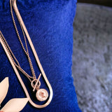 Queen Elizabeth Coin 18K Rose Gold Anti Tarnish Stainless Steel Necklace Layer Snake Chain For Women