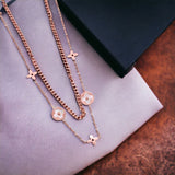 Clover Flower White 18K Rose Gold Mother Of Pearl Anti Tarnish Stainless Steel Necklace Layer Chain For Women