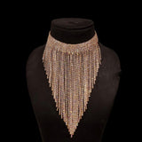 Tassel Rhinestone Rose Gold Rainbow Anti Tarnish Collar Necklace For Women