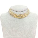 Layer Rhinestone 18K Gold Anti Tarnish Choker Necklace For Women