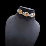 Cushion Cut Crystal Rhinestone Aqua Silver Anti Tarnish Choker Necklace For Women