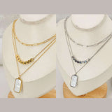 Mother Of Pearl White 18K Gold Anti Tarnish Stainless Steel Layer Necklace Chain For Women