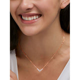 Copper Solitaires Cubic Zirconia Gold Necklace Link Pendant Chain For Women