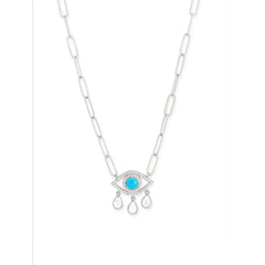 Copper Evil Eye Cubic Zirconia Gold Link Pendant Chain Necklace For Women