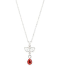 Copper Drop Cubic Zirconia Red Ruby Gold Link Pendant Chain Necklace For Women