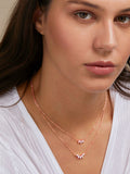 Copper Marquise Solitaires Cubic Zirconia Gold Link Chain Layer Necklace For Women