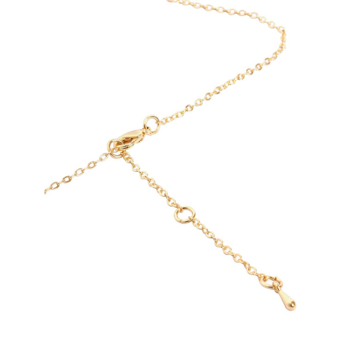 Copper Kundan Drop Cubic Zirconia Gold Link Pendant Chain Necklace For Women