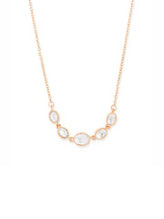 Copper Oval Kundan Cubic Zirconia Gold Link Pendant Chain Necklace For Women