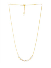 Copper Seven Geometric Shape Of Solitaires Cubic Zirconia Gold Link Chain Necklace For Women