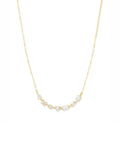 Copper Seven Geometric Shape Of Solitaires Cubic Zirconia Gold Link Chain Necklace For Women