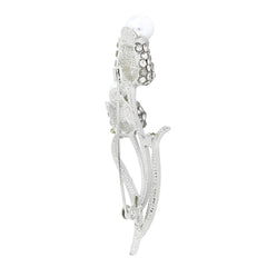 Flower Bouquet Cz Pearl Rhodium Brass Brooch Badge Pin Needle