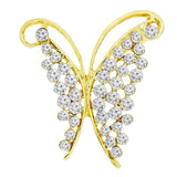 Buter Fly Cubic Zirconia Cz Gold Brass Brooch Badge Pin Needle